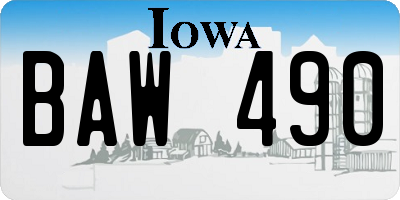 IA license plate BAW490