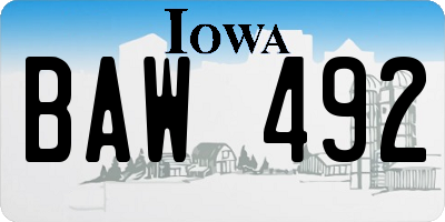IA license plate BAW492