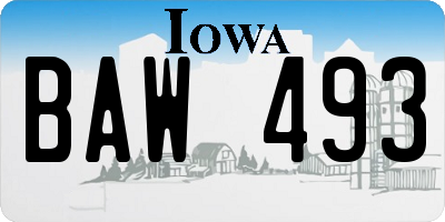 IA license plate BAW493