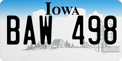 IA license plate BAW498