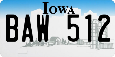 IA license plate BAW512