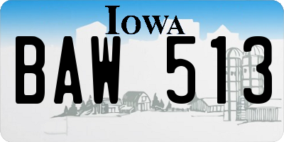 IA license plate BAW513