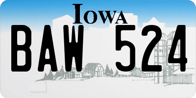 IA license plate BAW524