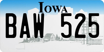 IA license plate BAW525