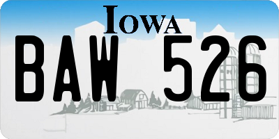 IA license plate BAW526