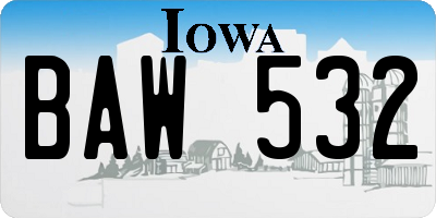 IA license plate BAW532