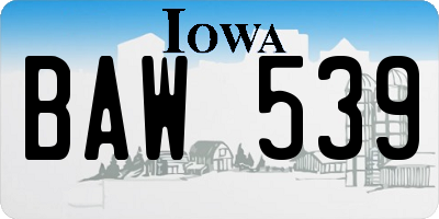 IA license plate BAW539