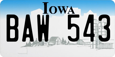 IA license plate BAW543