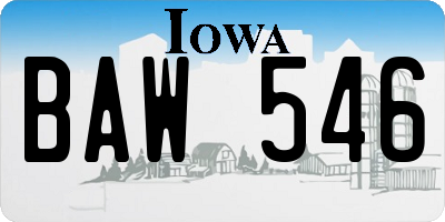 IA license plate BAW546