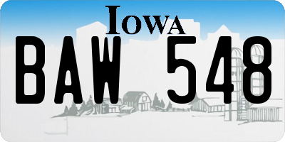IA license plate BAW548