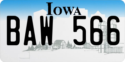 IA license plate BAW566