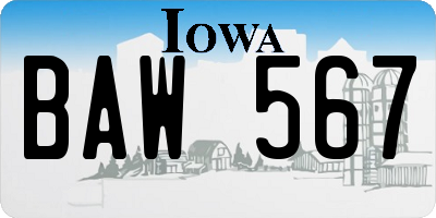 IA license plate BAW567