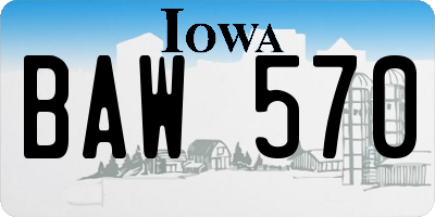 IA license plate BAW570