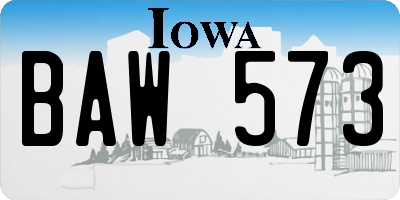 IA license plate BAW573