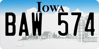 IA license plate BAW574