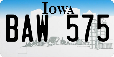 IA license plate BAW575