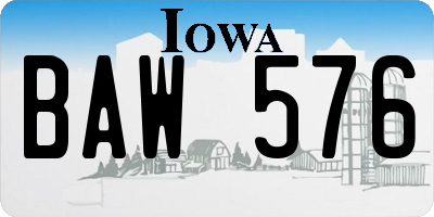 IA license plate BAW576