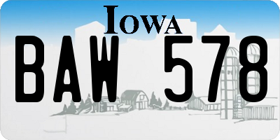 IA license plate BAW578