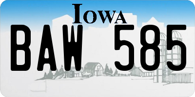 IA license plate BAW585