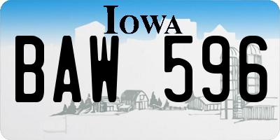 IA license plate BAW596