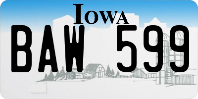 IA license plate BAW599