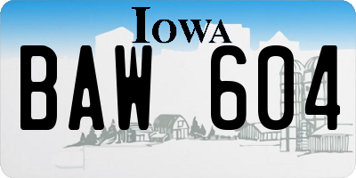 IA license plate BAW604