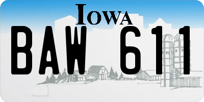 IA license plate BAW611