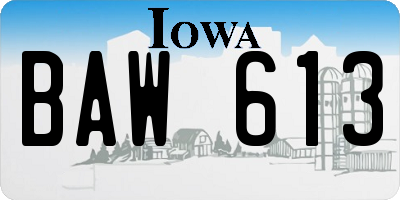 IA license plate BAW613
