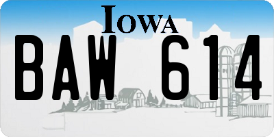IA license plate BAW614