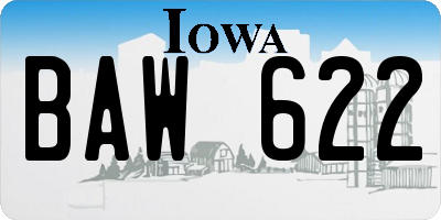 IA license plate BAW622