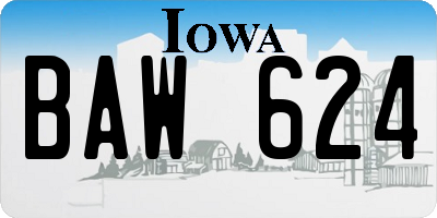 IA license plate BAW624