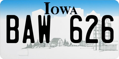 IA license plate BAW626