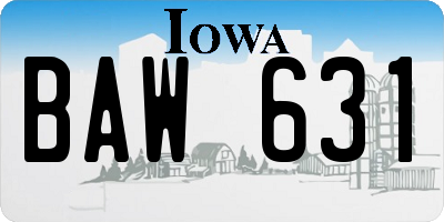 IA license plate BAW631