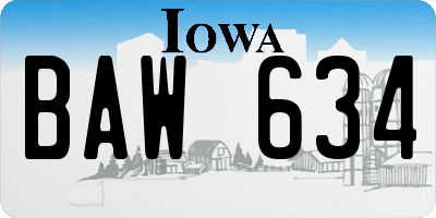 IA license plate BAW634