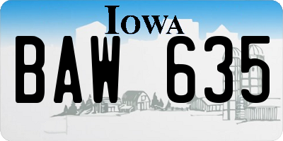 IA license plate BAW635