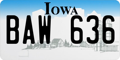 IA license plate BAW636