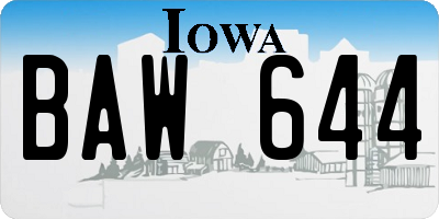 IA license plate BAW644