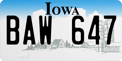 IA license plate BAW647