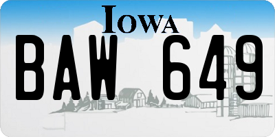 IA license plate BAW649