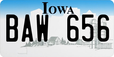 IA license plate BAW656