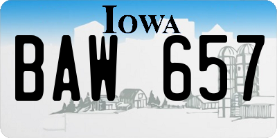 IA license plate BAW657