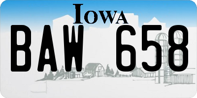 IA license plate BAW658