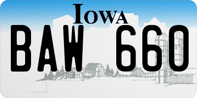 IA license plate BAW660