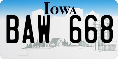 IA license plate BAW668