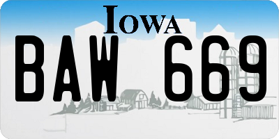 IA license plate BAW669
