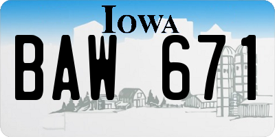 IA license plate BAW671
