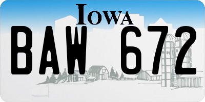 IA license plate BAW672