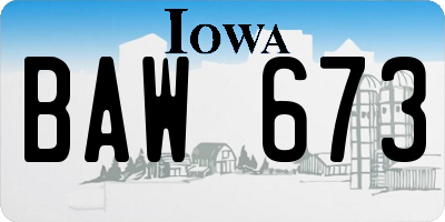 IA license plate BAW673