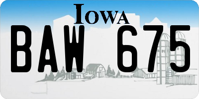 IA license plate BAW675