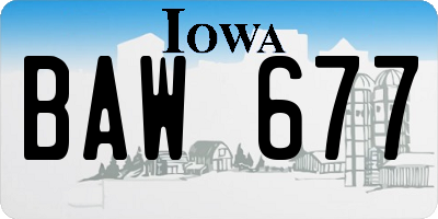 IA license plate BAW677